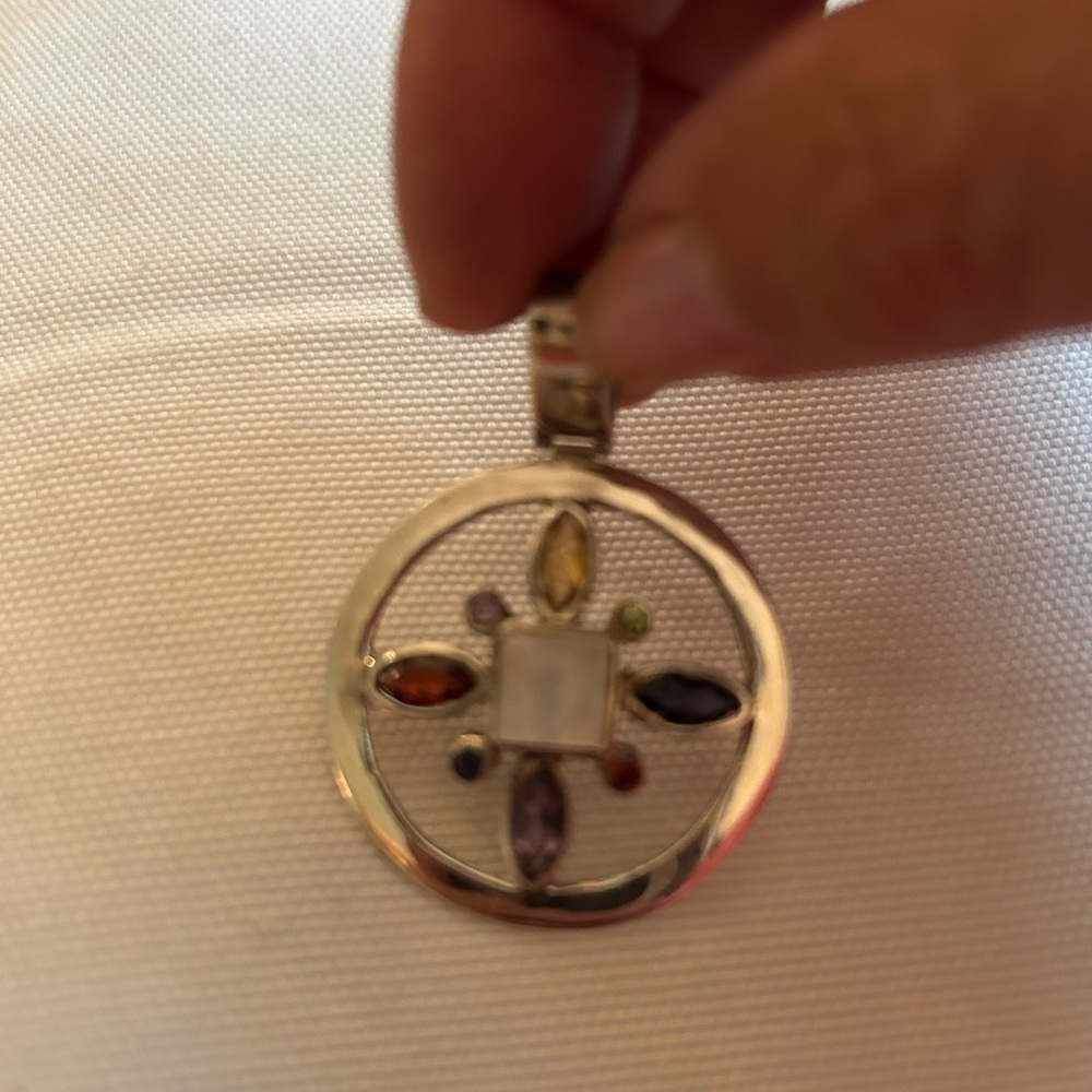 Multi-Stone Silver Pendant